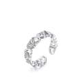S925 sterling silver adjustable open ring with hollow heart patterns and cubic zirconia - 925 Silver