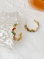 Titanium steel irregular lightning earrings with colorful geometric zircon in gold - Wavy Colorful