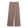 Detalle del pantalón de punto marrón oscuro de pernera ancha con cintura alta elástica - S / Pantalón Marrón