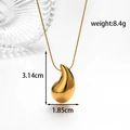 Golden teardrop pendant necklace in stainless steel with sleek snake chain, 8.4g weight - NK-163 Gold Large Smooth Necklace