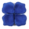 Blue artificial rose petals with fabric texture arranged in a four-leaf clover shape - Deep Blue (Approx. 100pcs)