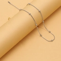 Silver stainless steel snake chain necklace with small beads and lobster clasp - 1.2mm Steel-colored Round Snake Bone Beaded Chain / 40+5CM Extension Chain