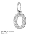 Silver-colored alphabet O pendant with cubic zirconia stones, size 6.5-7mm for DIY jewelry - 0-Silver