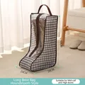 Houndstooth tall boot storage bag with PVC window and handle for closet organization - Long Boot Bag Houndstooth