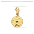 Macro view of gold stainless steel devil eye pendant with green rhinestone details - YF091-Green Rhinestone Ripple Pendant