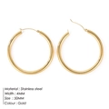 Minimalist 4mm thick 50mm diameter gold-plated stainless steel hoop earrings for women - Diameter 50mm / Steel