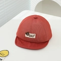 Detail of red toddler mesh sun hat featuring bear patch and breathable fabric texture - 48-50cm (1-3 Years) / Red