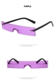 Occhiali da sole rettangolari senza montatura viola con stanghette nere stile Y2K - Viola