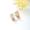 Elegant 18k gold plated hoop earrings with micro-pave white zircons and teardrop pendants - Hollow Teardrop Huggie Earrings (Size 9) / Gold