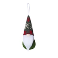 Christmas forest gnome hanging ornament in green knitted hat with reindeer patterns - Green Reindeer Hat