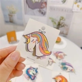 Fermaglio per capelli a forma di unicorno arcobaleno glitterato con criniera colorata - Unicorno Stile 4