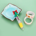 Mini 4-color Christmas ballpoint pen with yellow grip and green bell topper - Christmas Series 11-Bell