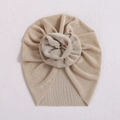 Champagne gold knit baby turban hat with donut knot design for infants and newborns - Champagne Gold