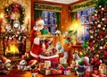 Christmas countdown puzzle variant featuring 24 gift boxes and Santa holiday illustration - Indoor Fireplace and Pets Illustration Style (GL-110)