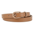 Minimalist brown fashion belt for women with pin buckle and decorative stitching - 105*1.5CM / Caramel color