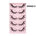 Macro shot of 5 pairs of thick cat-eye 3D false eyelashes with black cotton band - 3DMAO-5