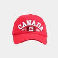 Detalle de gorra de algodón con bordado de alta calidad de la bandera de Canadá - Rojo