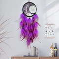 Purple feathers dream catcher featuring a wire-wrapped amethyst moon tree of life design - Crystal Style / Purple