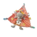 Grey elephant baby security blanket with coral minky fabric and star teether toy - Elephant Style