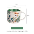 450ml Nordic ceramic mug with green glaze and hand-painted tropical cockatoo pattern - Green