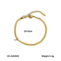 Dettaglio cavigliera a catena serpente oro 3mm con lunghezza 20+5cm e specifiche di peso - Larghezza 3mm (HC-A50003)