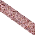 Strand of 2.5mm square sugar cube beads in mixed pink purple and orange tones - Multicolor Spinel
