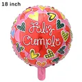 18 inch round Feliz Cumple foil balloon with colorful heart patterns for birthday decor - 18 Inch Spanish Big Heart Birthday Round