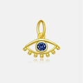 Ciondolo occhio del diavolo dorato con zircone blu per gioielli fai da te su sfondo bianco - Solo Ciondolo (Senza Catena) / Stile Malocchio A (Tono Oro 18K)