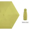 Compact Matcha Green mini umbrella showing both unfolded fabric detail and folded storage form - Matcha Green (Plain Mini)