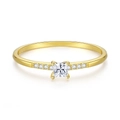 Elegant S925 sterling silver gold ring with square cut crystal and pave setting - US 6 / Gold