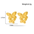 Orecchini a perno a fiocco in acciaio al titanio dorato, altezza 2,75cm e peso 6,3g - Forma di Farfalla (YE-007)
