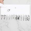 6-pair set of silver hoop earrings featuring heart, twist, pearl, and geometric designs - Silver Heart Pearl Chain Style (5668602)