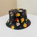 Black reversible fisherman bucket hat featuring colorful Halloween pumpkin and bat prints - M (56-58cm) / Black Pumpkin Style