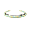 Floral fabric headband with yellow and blue patterns featuring black inner teeth - 127 Pattern-Teal Yellow