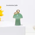 Miniature mushroom pendant crafted from green aventurine with a golden ring attachment - Aventurine Jade