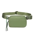 Waterproof sage green nylon sports belt bag with adjustable strap and paracord charm - Green