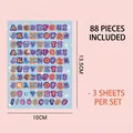 Set of 3 sheets of colorful glitter alphabet and symbol stickers with 88 pieces per sheet - Glitter Alphabet Stickers (Blue)