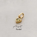 Golden heart-shaped pendant with August peridot birthstone and faceted green gem finish - August Heart Pendant - Gold