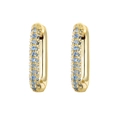 Elegant gold huggie earrings with rows of gradient blue zircon stones in a sleek design - Gold - Gradient Blue Zircon