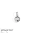 Polished silver 9x7mm stainless steel heart pendant for DIY jewelry design - Minimalist Smooth Style (ZP36261) / Silver