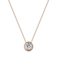 Collana minimalista in argento 925 oro rosa con pendente in zircone a taglio rotondo - Argento 925 / Oro rosa