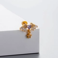 Gold wing earring with purple heart gemstone and white zircon star drop pendant - Heart Wings Star / Gold Purple (Single)