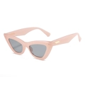 Chic translucent pink cat eye sunglasses with gray lenses and gold temple accents - Pink Frame Dark Grey Lens
