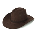 Classic dark brown cowboy hat in suede texture with woven decorative rope detail - Suede Pressed Dark Coffee