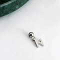 Minimalist silver letter N pendant necklace in polished stainless steel for women - Letter Pendant (N) / Silver