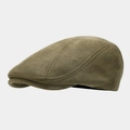 Classic olive green suede newsboy cap with vintage stitching for men and women - One Size / Army Green