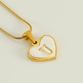 Golden heart necklace with letter U shell inlay on a fine chain for women - Letter U