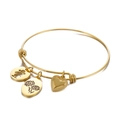 Adjustable golden minimalist bracelet with heart, flower, and girl character charms - Gold Color October (KB158063-Z)