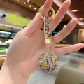Colorful crystal ball keychain with sparkling rhinestones and a gold metal ring - Mixed Black