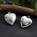 Polished and floral engraved heart locket pendants in 316 stainless steel for photos - Vine Pattern Heart Locket 19.5*22.5mm / Hand Polishing